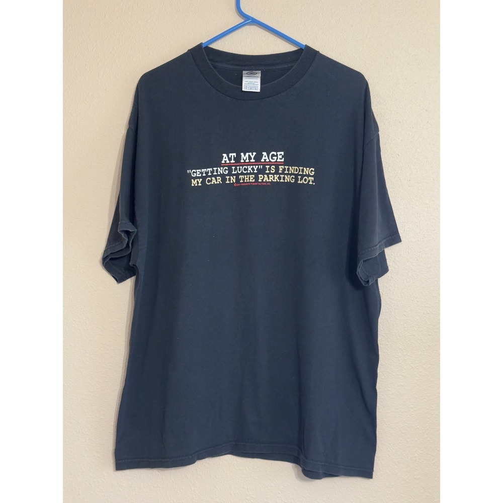 Vintage 2001 Brooklyn T-Shirt Factory Funny Graphic Tee Black Mens XL Humor